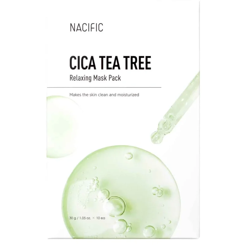 NACIFIC Cica Tea Tree Relaxing Mask atpalaiduojanti lakštinė veido kaukė, 30 g. Kaukės 5