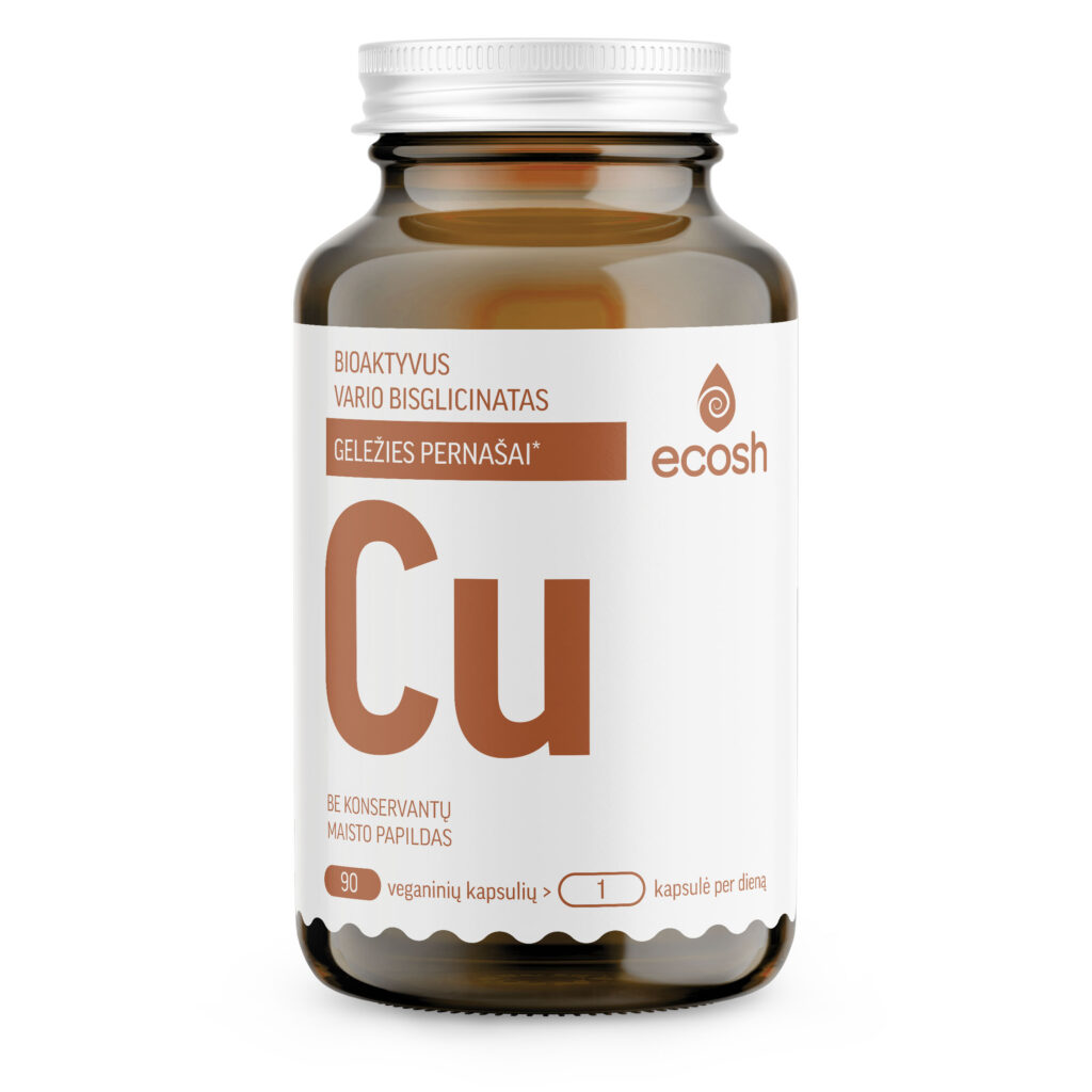 ECOSH bioaktyvus Varis, bisglicinatas 2 mg, 90 kapsulių