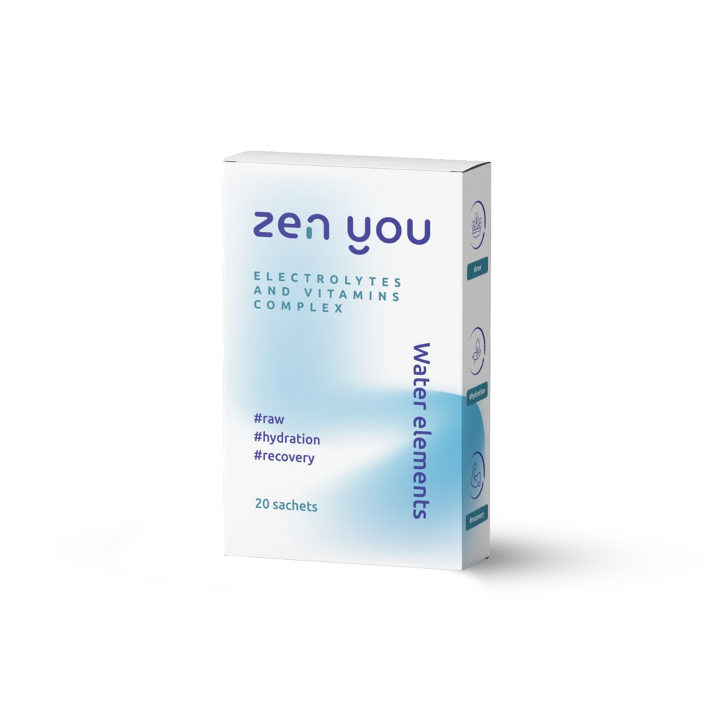 ZenYou Water Elements elektrolitų ir vitaminų formulė, 20 pakelių