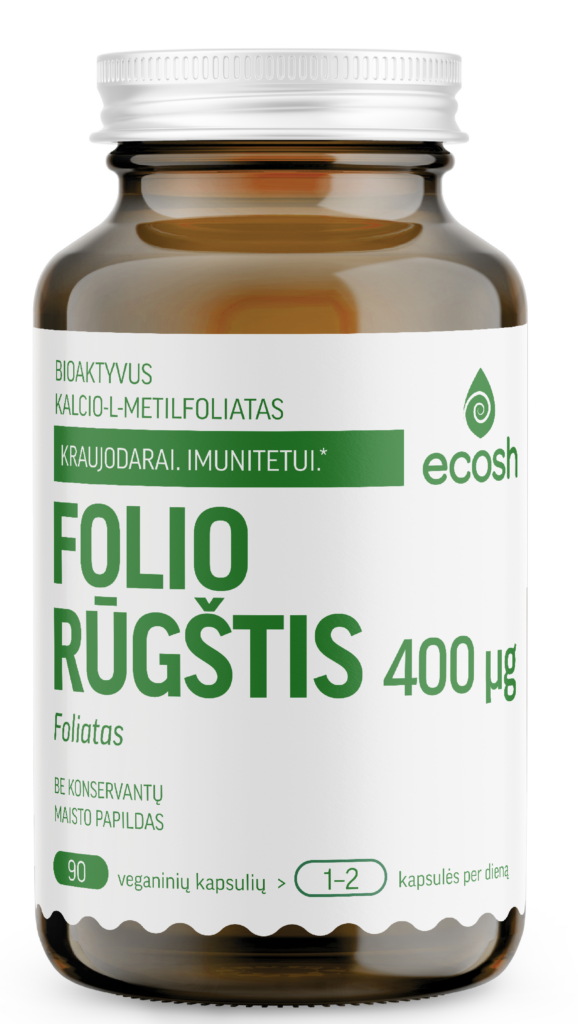 ECOSH bioaktyvi folio rūgštis (foliatas), 400 µg, 90 kapsulių
