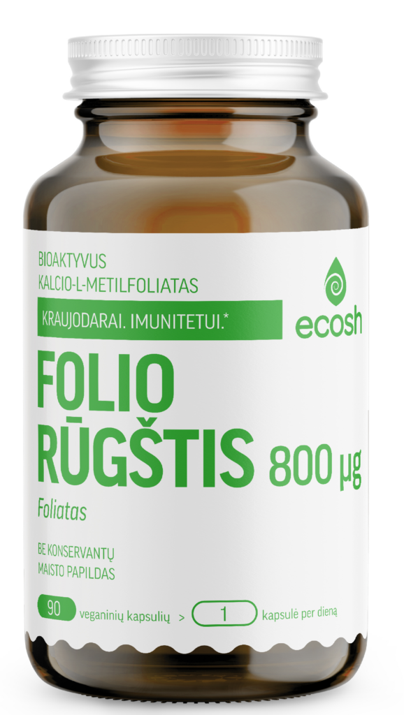 ECOSH bioaktyvi folio rūgštis (foliatas), 800 µg, 90 kapsulių