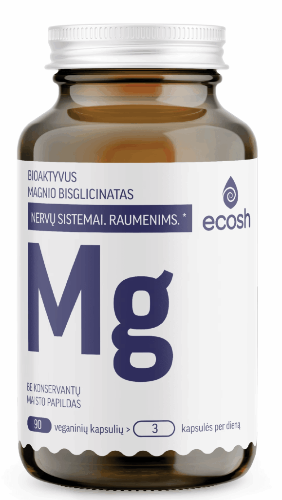 ECOSH bioaktyvus Magnis, bisglicinatas 90 mg, su vitaminu B6, 90 kapsulių