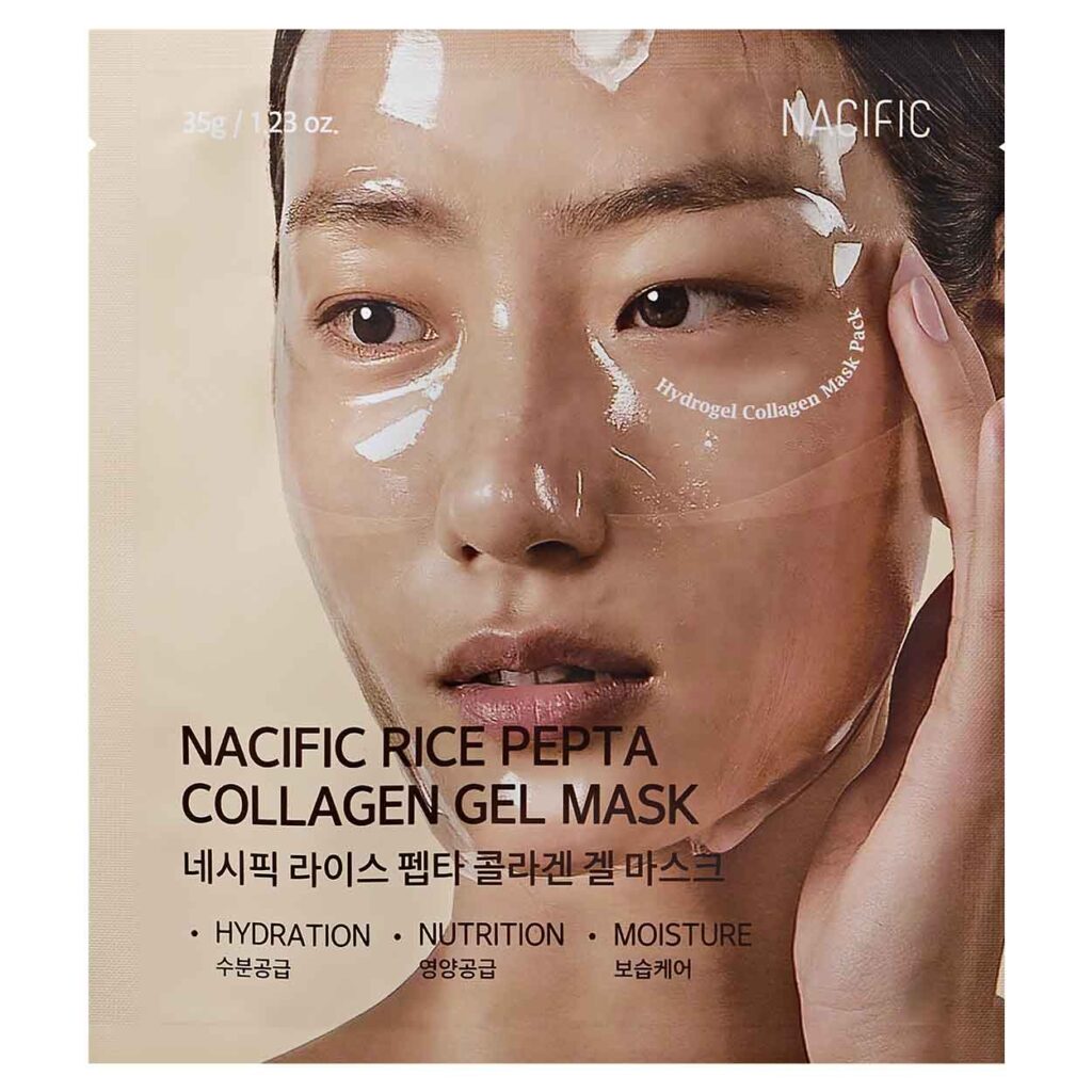 NACIFIC Rice Pepta Collagen Gel Mask hidrogelinė veido kaukė, 1 vnt.