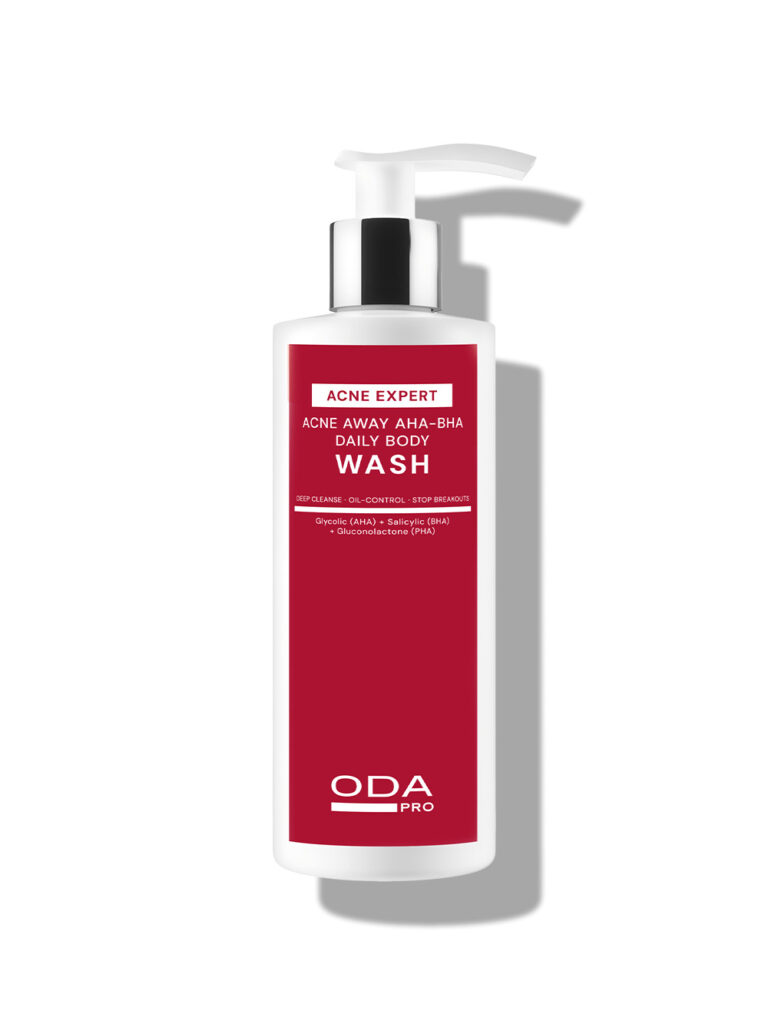 ODA PRO Acne Away AHA-BHA Daily Body Wash kūno prausiklis su AHA ir BHA rūgštimis, 200 ml