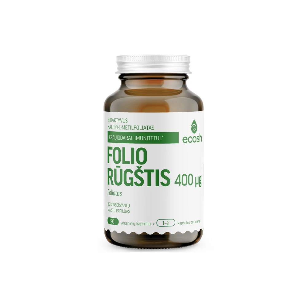 ECOSH bioaktyvi folio rūgštis (foliatas), 400 µg, 90 kapsulių