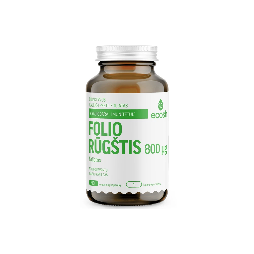ECOSH bioaktyvi folio rūgštis (foliatas), 800 µg, 90 kapsulių