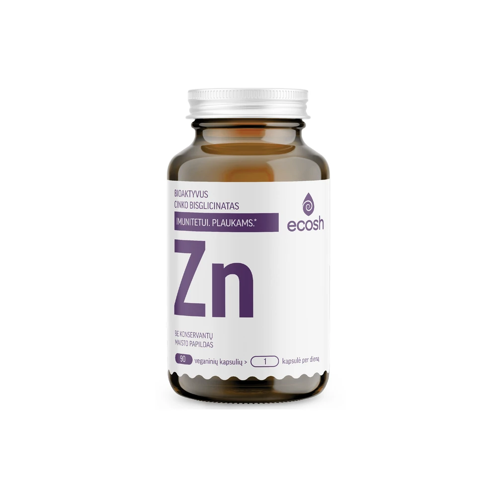 ECOSH bioaktyvus Cinkas, bisglicinatas 25 mg, 90 kapsulių