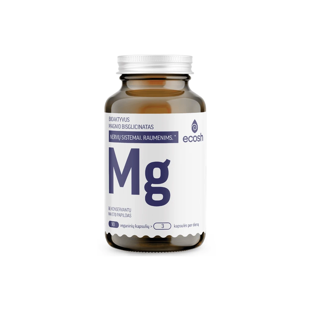 ECOSH bioaktyvus Magnis, bisglicinatas 90 mg, su vitaminu B6, 90 kapsulių