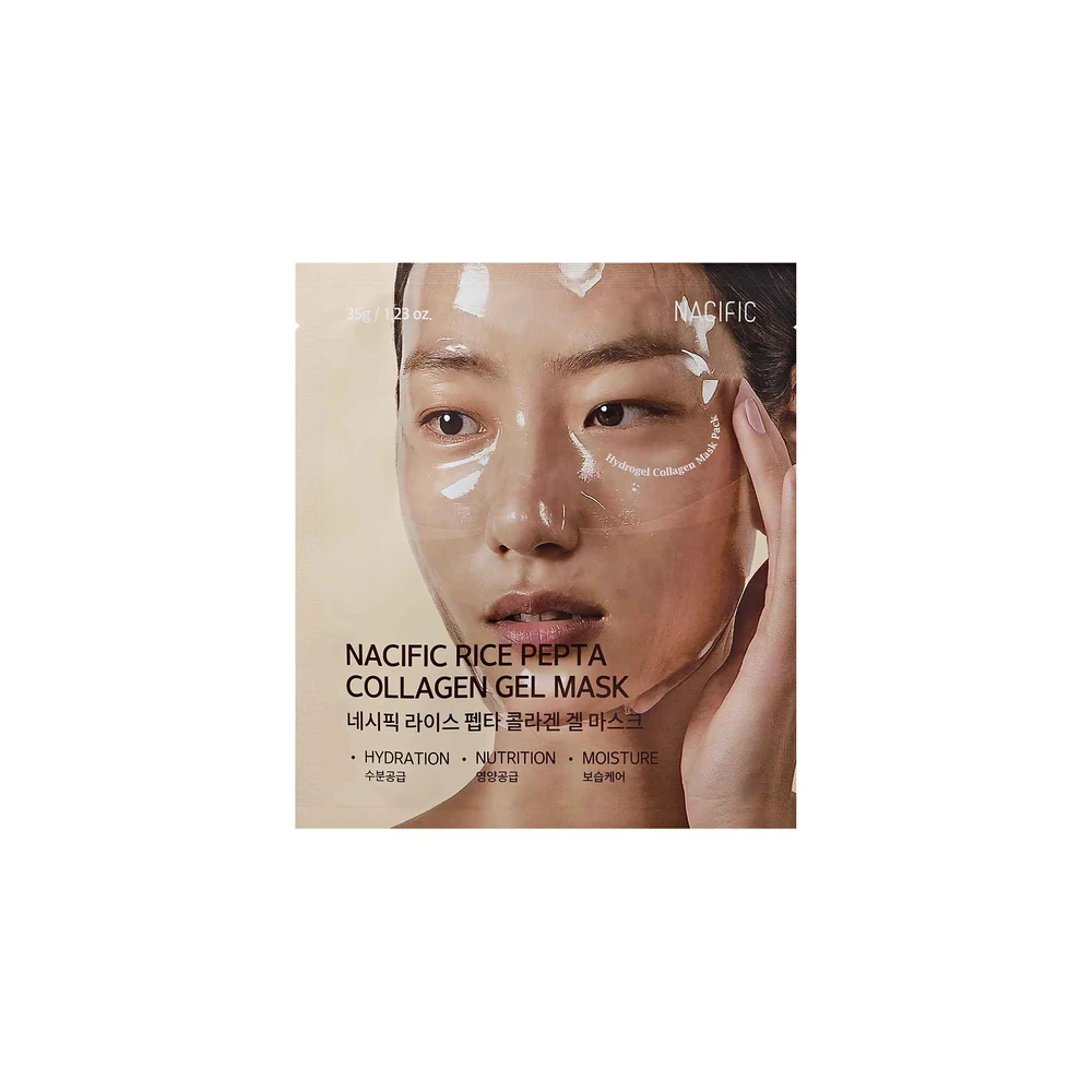 NACIFIC Rice Pepta Collagen Gel Mask hidrogelinė veido kaukė, 1 vnt.