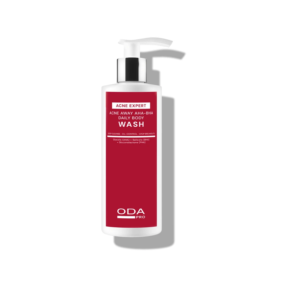 ODA PRO Acne Away AHA-BHA Daily Body Wash kūno prausiklis su AHA ir BHA rūgštimis, 200 ml